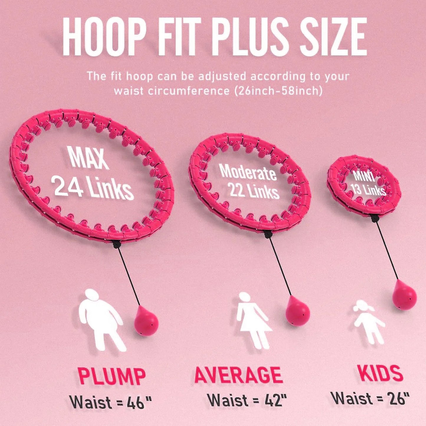 Quiet Weighted Hula Hoops Detachable Hoops, Smart Noiseless Infinity Hula for Women, 2 in 1 Waist and Abdominal Workout Equipment at Home, 46 Inch 24 Knots