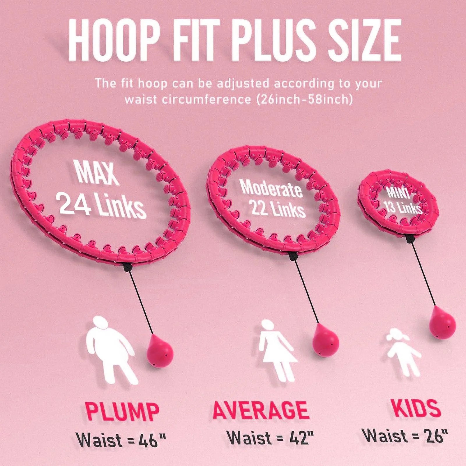 Quiet Weighted Hula Hoops Detachable Hoops, Smart Noiseless Infinity Hula for Women, 2 in 1 Waist and Abdominal Workout Equipment at Home, 46 Inch 24 Knots