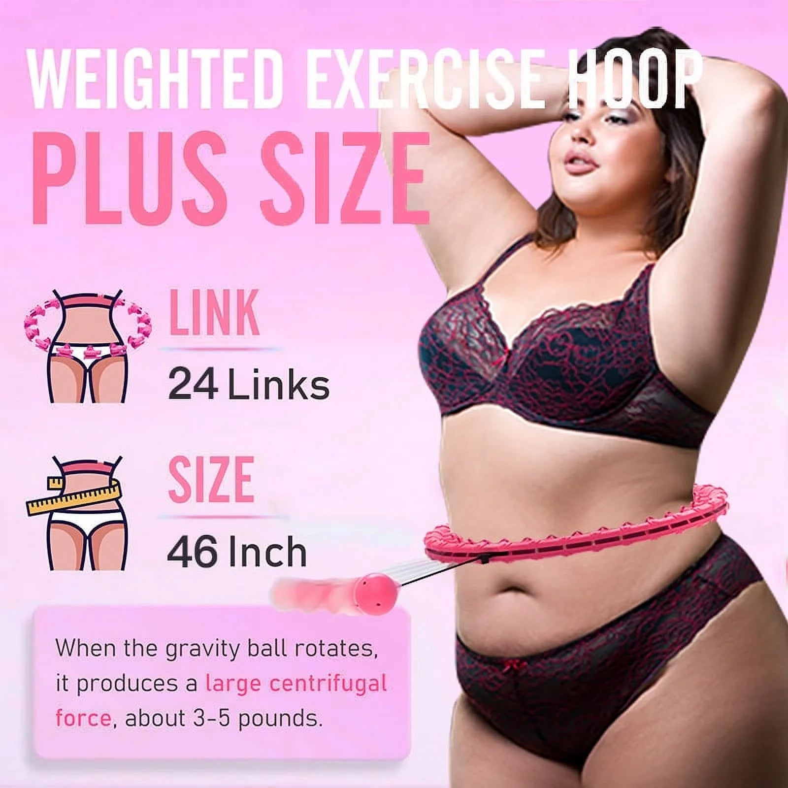 Quiet Weighted Hula Hoops Detachable Hoops, Smart Noiseless Infinity Hula for Women, 2 in 1 Waist and Abdominal Workout Equipment at Home, 46 Inch 24 Knots