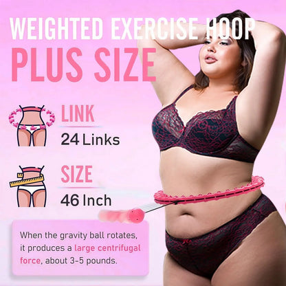 Quiet Weighted Hula Hoops Detachable Hoops, Smart Noiseless Infinity Hula for Women, 2 in 1 Waist and Abdominal Workout Equipment at Home, 46 Inch 24 Knots